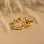 Inside Out Pear Diamond Hoops Silver 18K Gold Plated