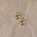 Diamond Bow Huggies Silver 18K Gold Plated