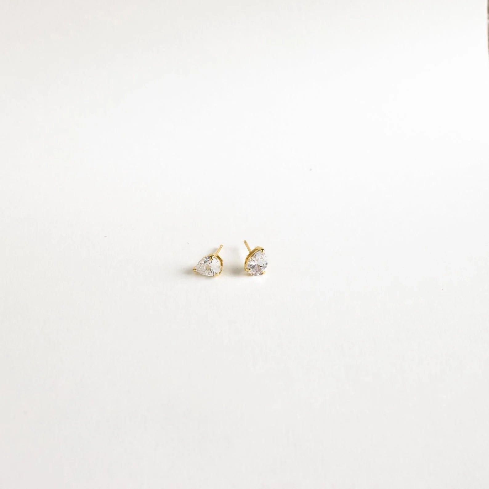 Pear Diamond Studs Silver 18K Gold Plated