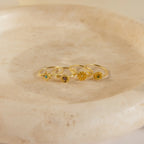 Flower Birthstone Ring Silver 18K Gold Plated