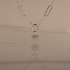 Paperclip Heart Charm Necklace Silver 18K Gold Plated