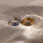 Sapphire Stacking Ring Set Silver 18K Gold Plated