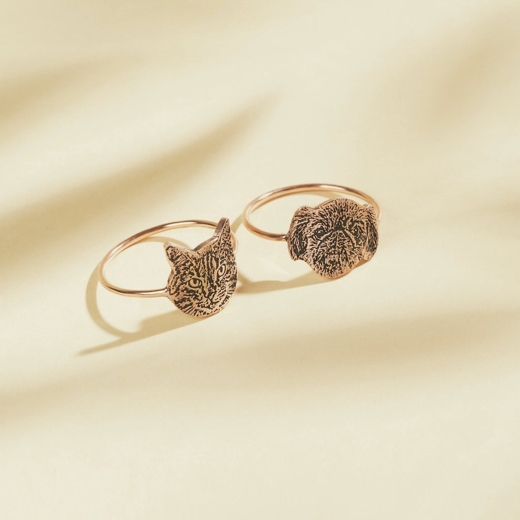 Pet Portrait Ring Silver 18K Gold Plated