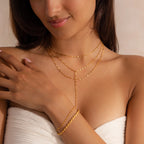 Sparkling Layered Lariat Necklace Silver 18K Gold Plated
