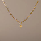 Paperclip Heart Charm Necklace Silver 18K Gold Plated
