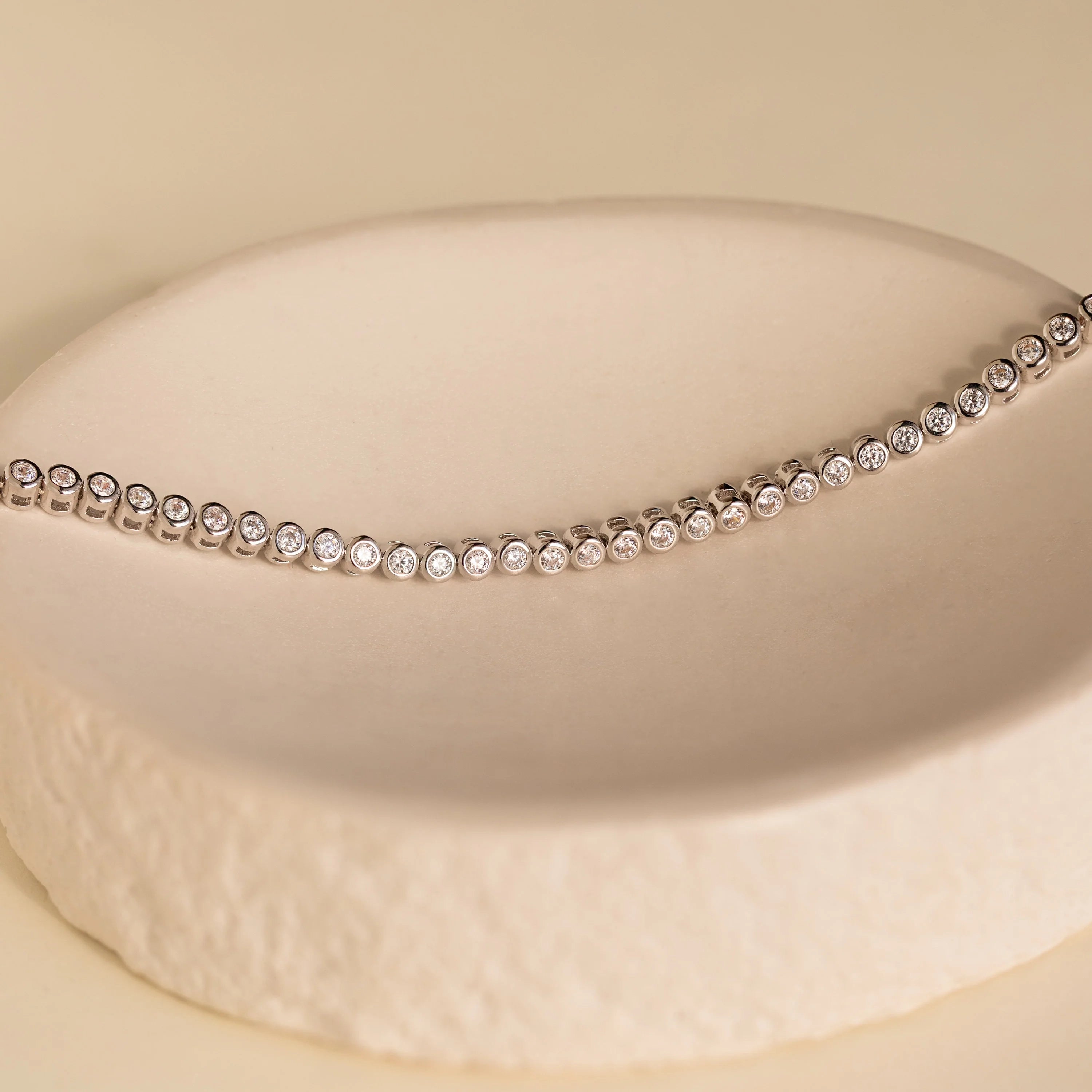 Diamond Bezel Tennis Bracelet Silver 18K Gold Plated