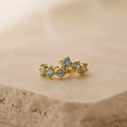 Triple Aquamarine Huggies  Silver 18K Gold Plated