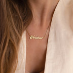 Groovy Name Box Chain Necklace Silver 18K Gold Plated
