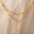 Duo Satellite Lariat Necklace Silver 18K Gold Plated