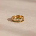 Diamonds Peridot Rings Set Silver 18K Gold Plated