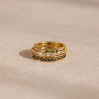 Diamonds Peridot Rings Set Silver 18K Gold Plated