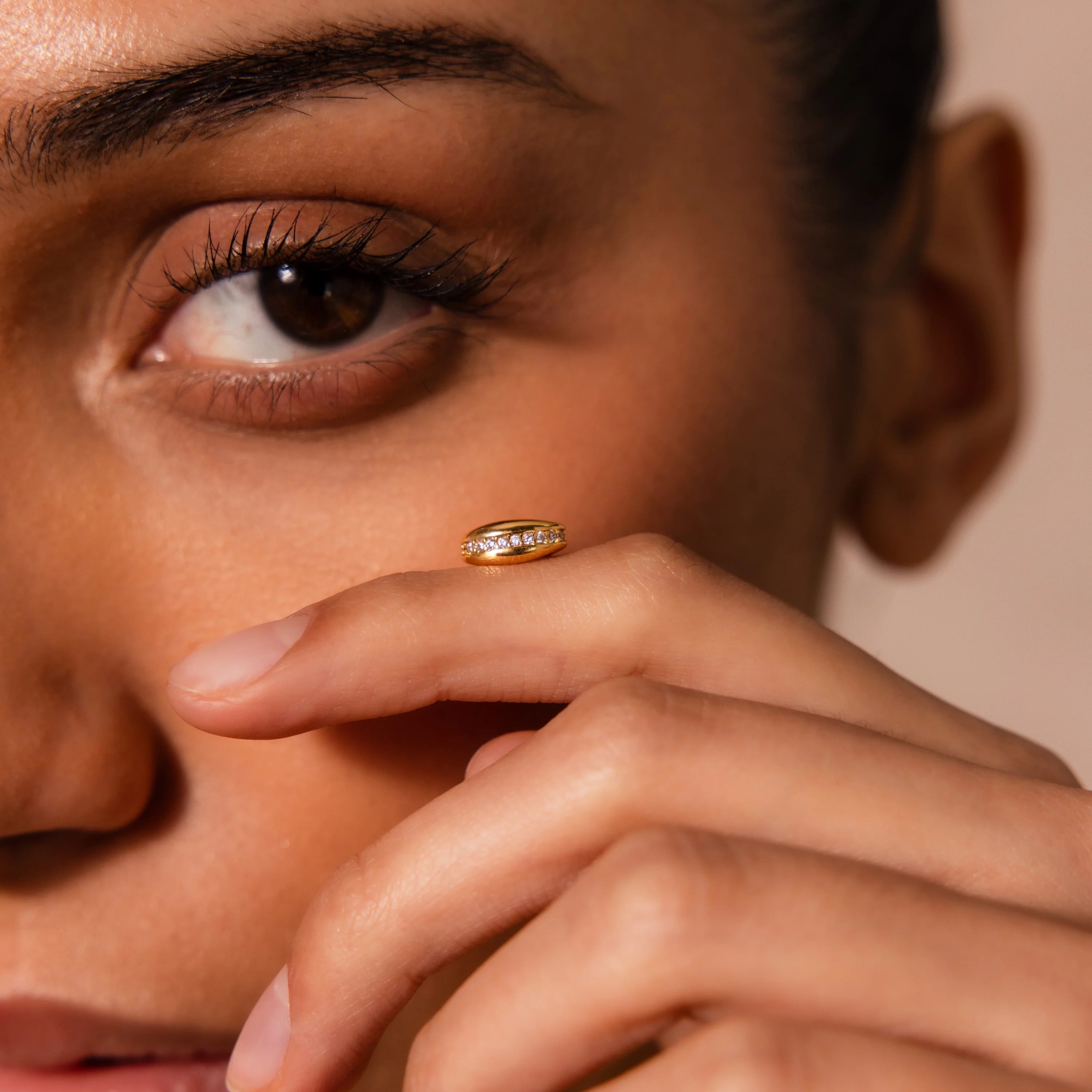 Diamond Pave Dome Spacer Charm Silver 18K Gold Plated