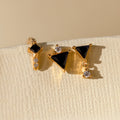 Diamond Black Art Deco Earrings Set Silver 18K Gold Plated