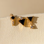 Diamond Black Art Deco Earrings Set Silver 18K Gold Plated