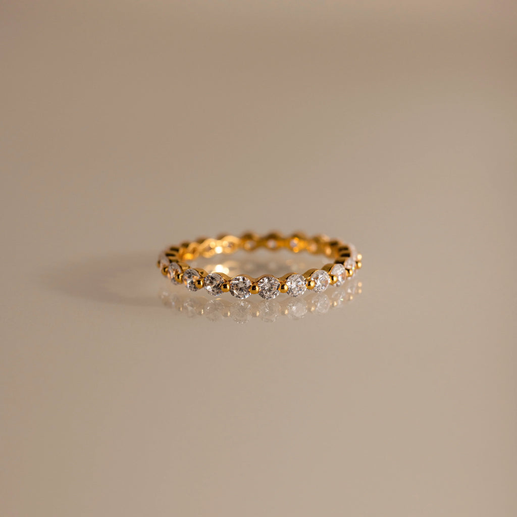 Lace Eternity Birthstone Ring Silver 18K Gold Plated