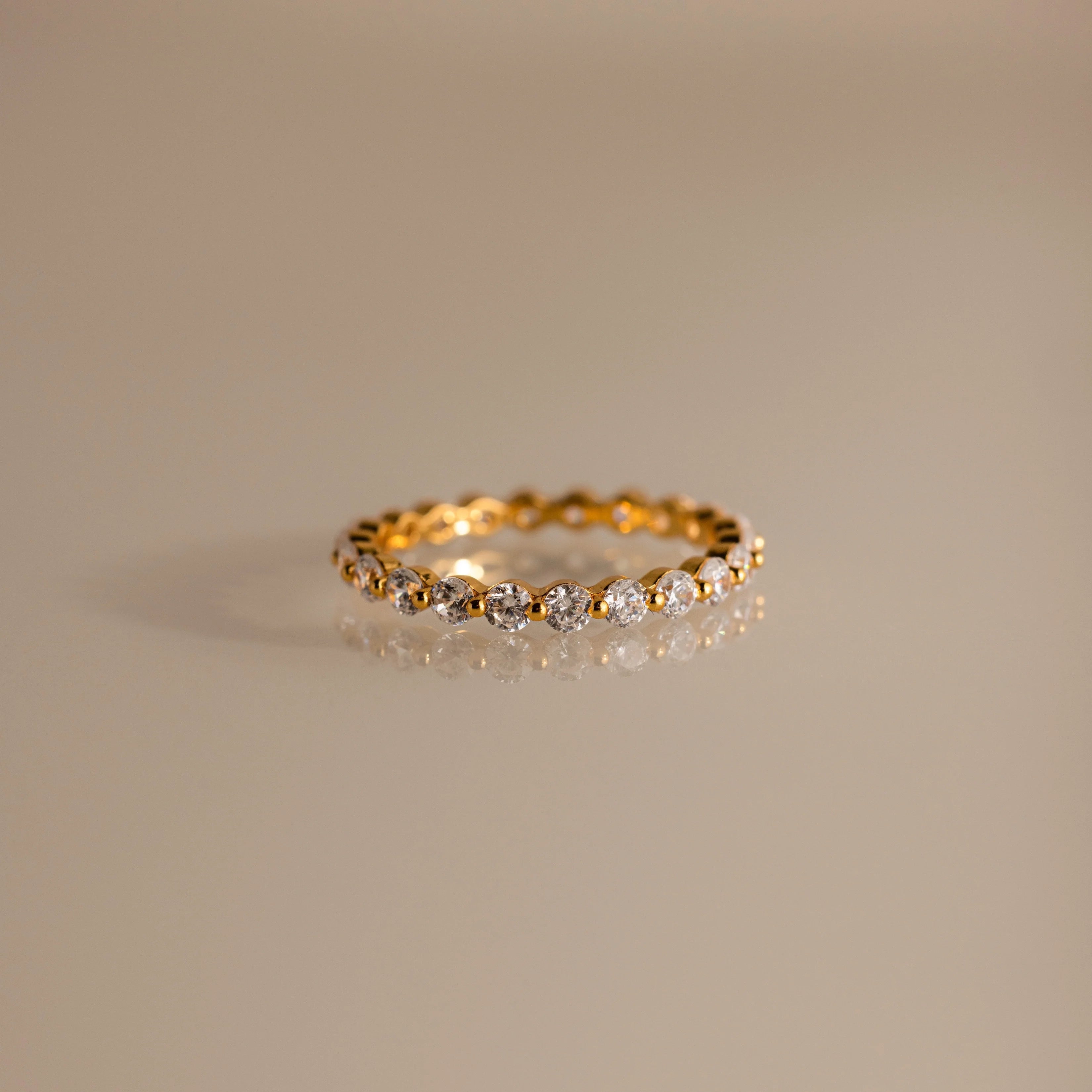 Lace Eternity Birthstone Ring Silver 18K Gold Plated