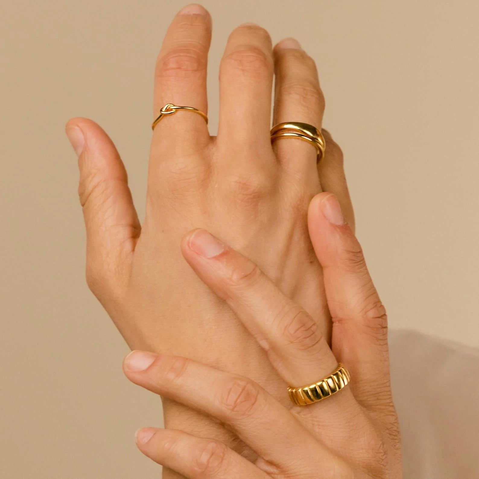 Duo Curve Ring Band Silver 18K Gold Plated