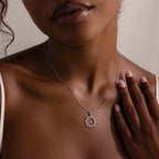 Pave Sun Necklace Silver 18K Gold Plated