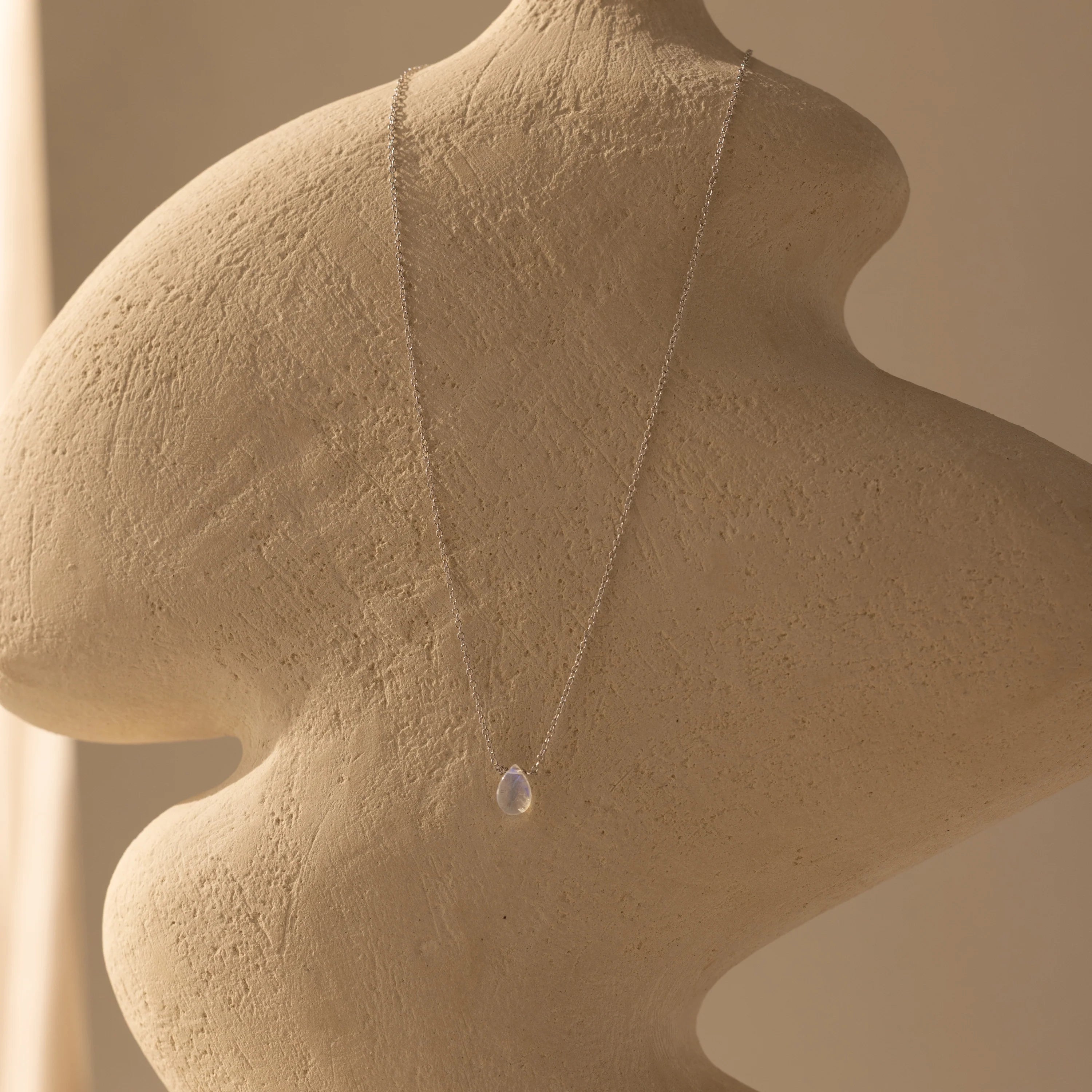 Teardrop Moonstone Necklace  Silver 18K Gold Plated