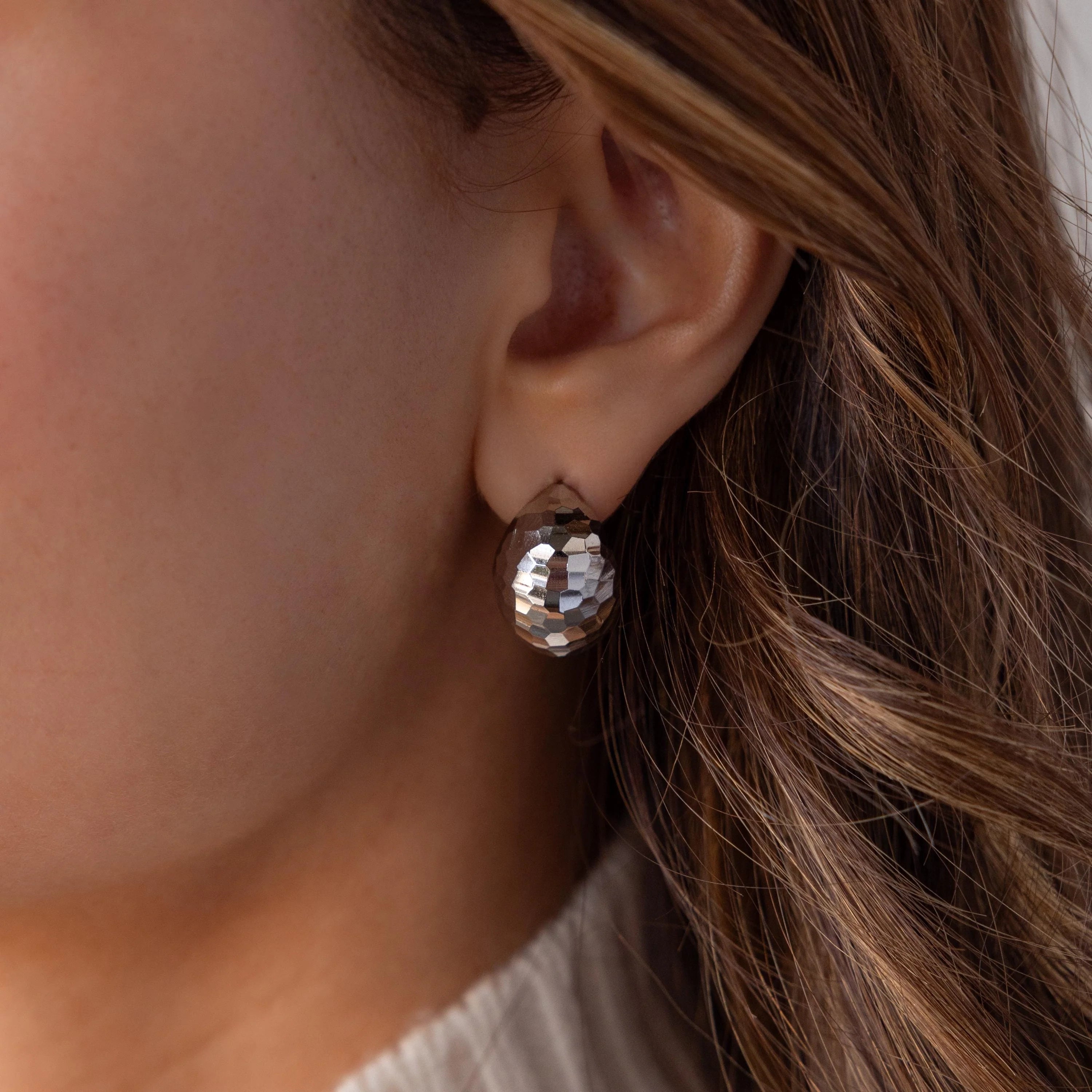 Bold Disco Earrings Silver 18K Gold Plated