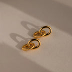 Twisted Link Earrings Silver 18K Gold Plated