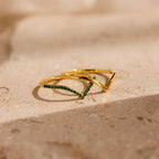 Chevron Birthstone Rings Set Silver 18K Gold Plated