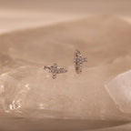 Diamond Cross Huggies Silver 18K Gold Plated