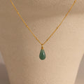 Jade Drop Necklace Silver 18K Gold Plated