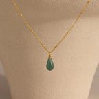 Jade Drop Necklace Silver 18K Gold Plated
