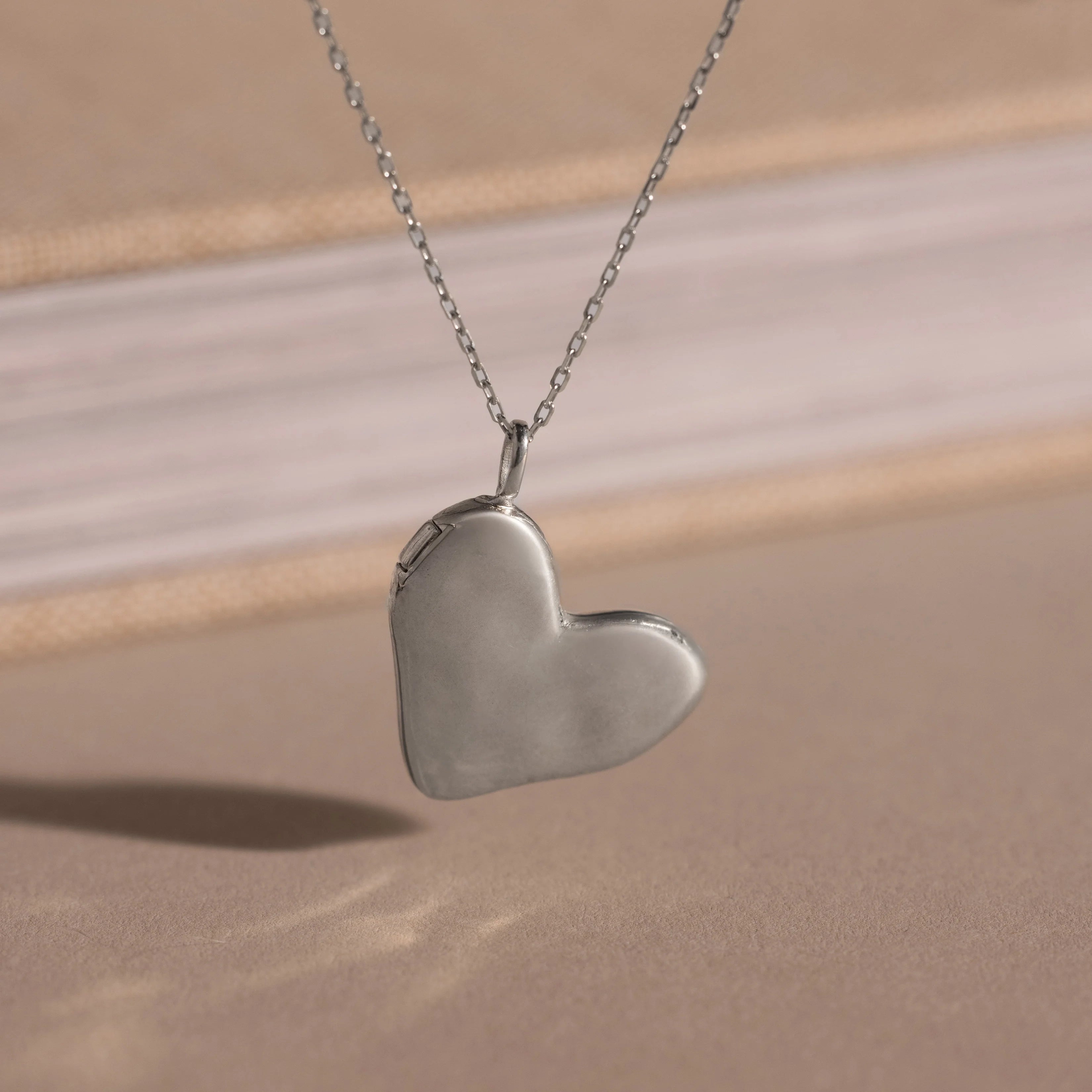 Organic Heart Locket Necklace Silver 18K Gold Plated