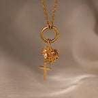 Diamond Drop Cross Charm Silver 18K Gold Plated