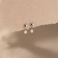 Heart Pearl Drop Earrings Silver 18K Gold Plated