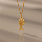 Fish Charm Necklace Silver 18K Gold Plated