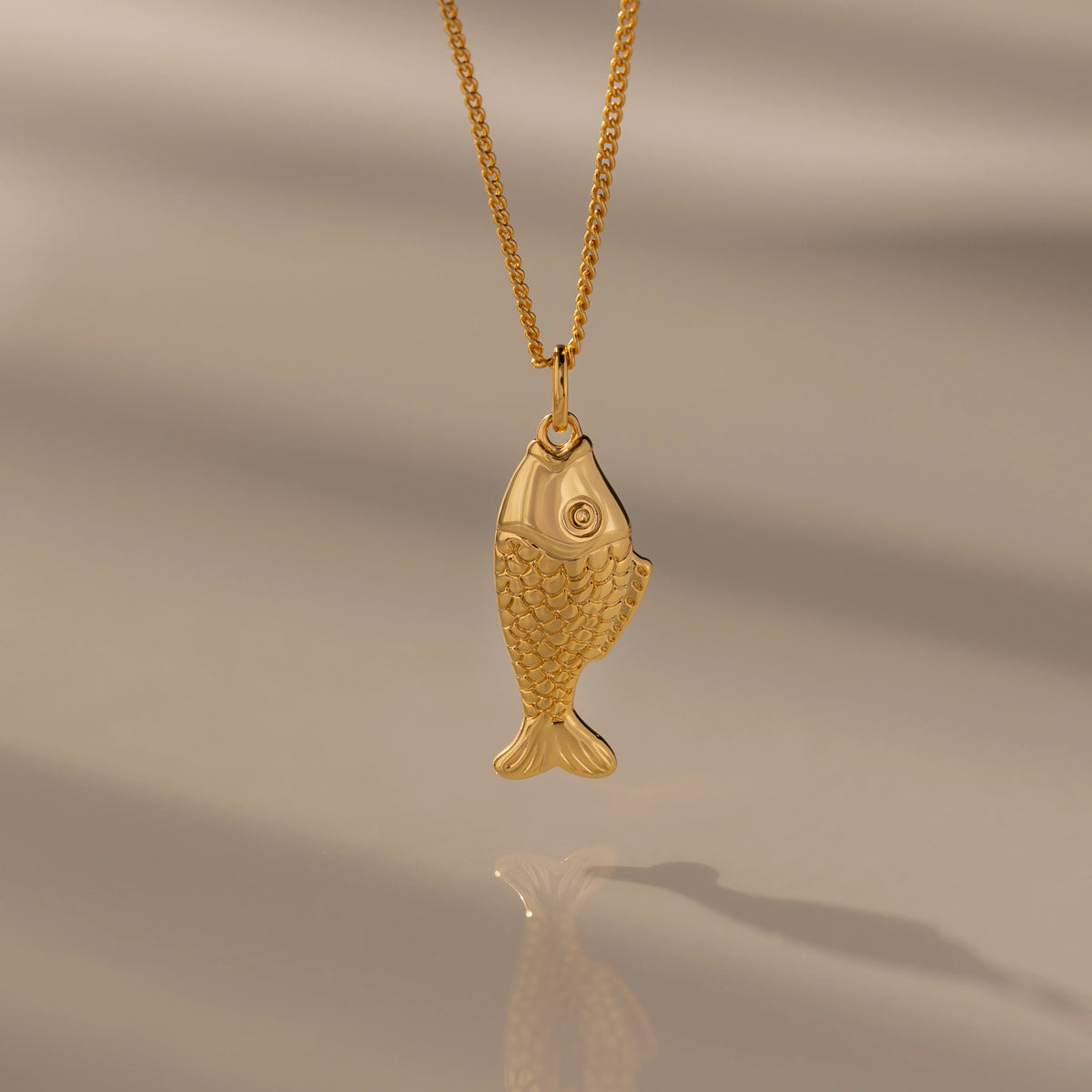 Fish Charm Necklace Silver 18K Gold Plated