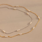 Hali Pearl Station Necklace Silver 18K Gold Plated