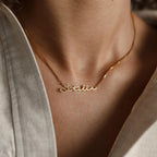 Summer Name Necklace in Box Chain Silver 18K Gold Plated
