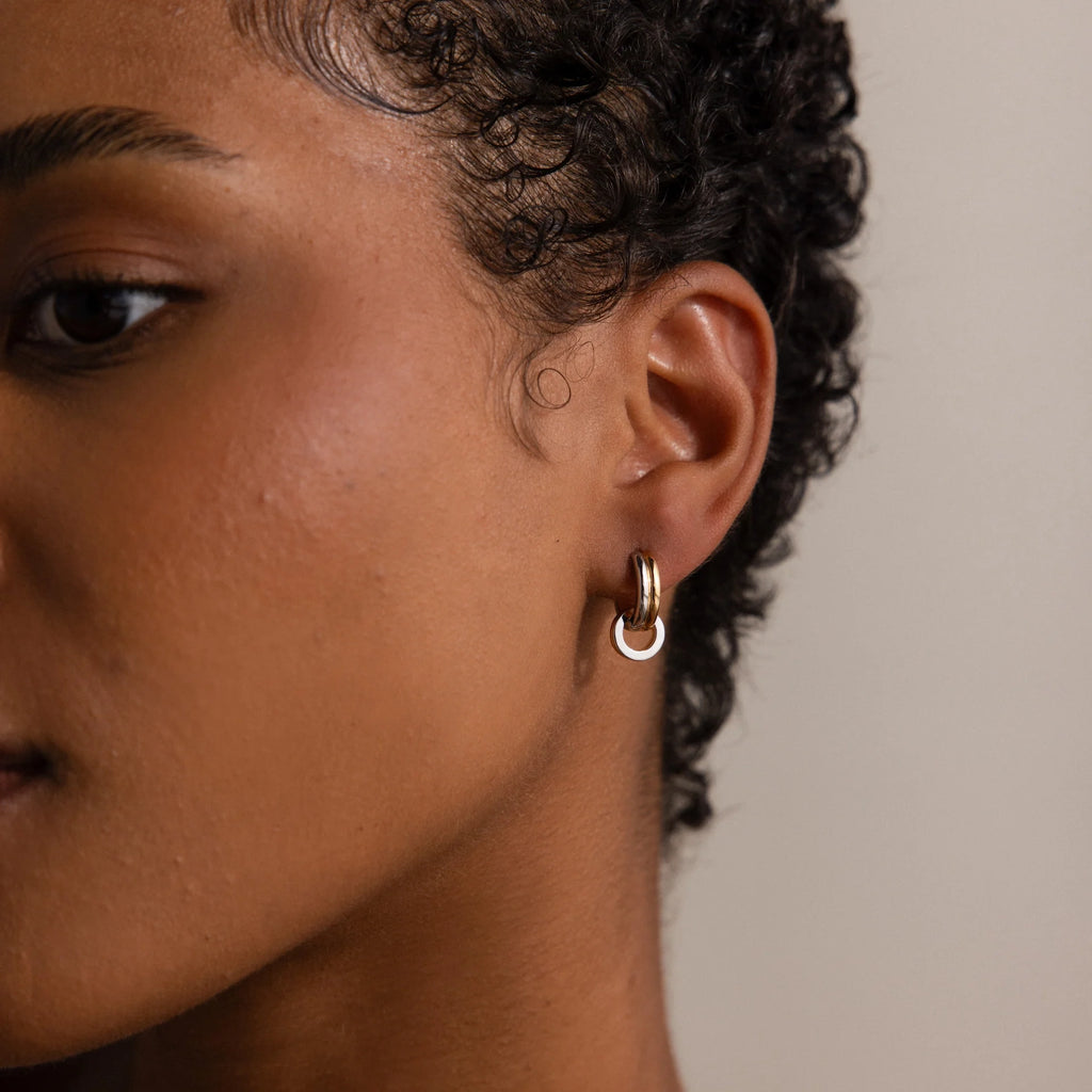 Mixed Metal Circle Hoops Silver 18K Gold Plated