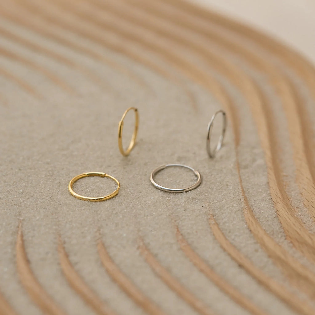 Small Thin Hoops Silver 18K Gold Plated