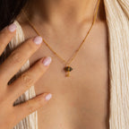 Labradorite & Moonstone Drop Necklace Silver 18K Gold Plated