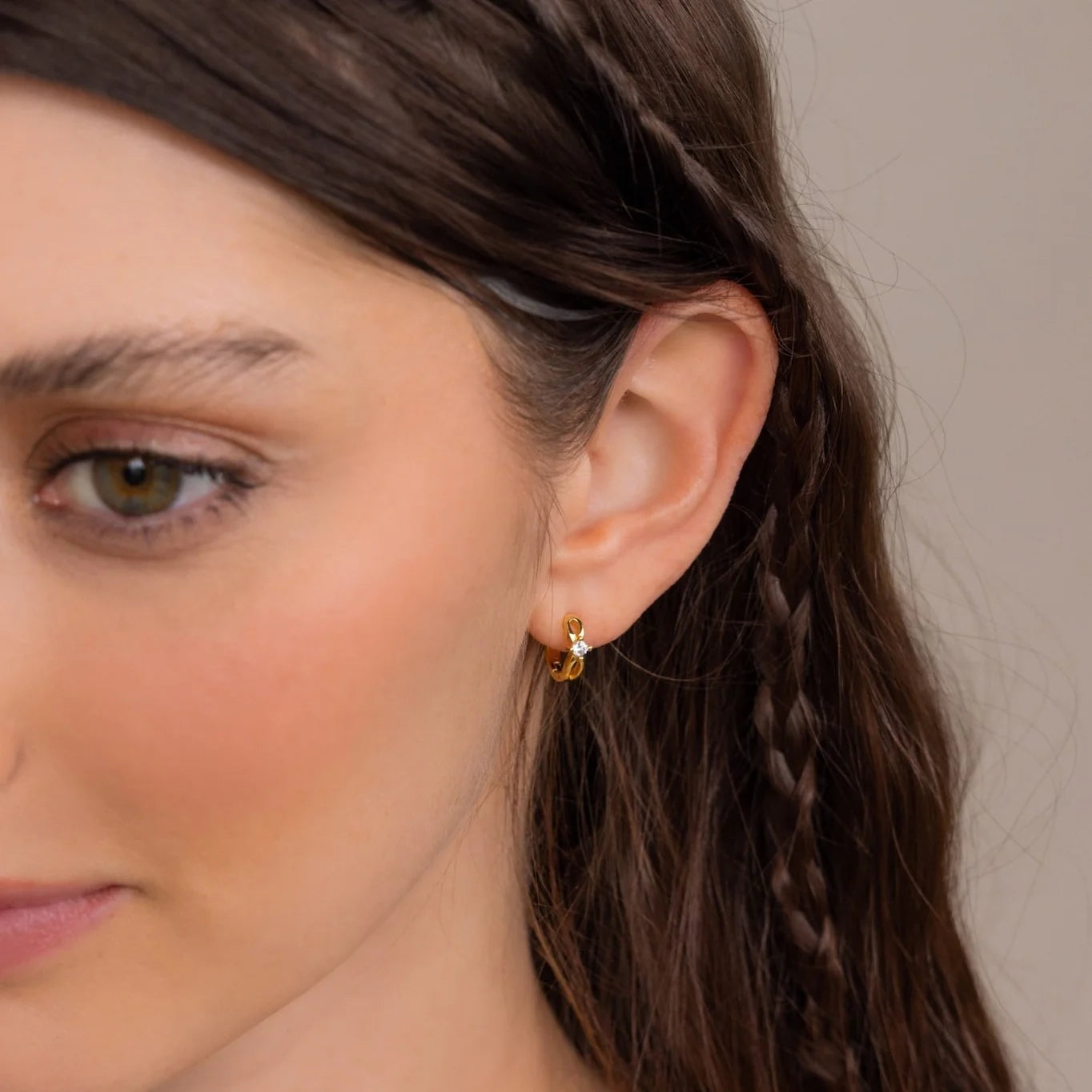 Diamond Infinity Hoops Silver 18K Gold Plated