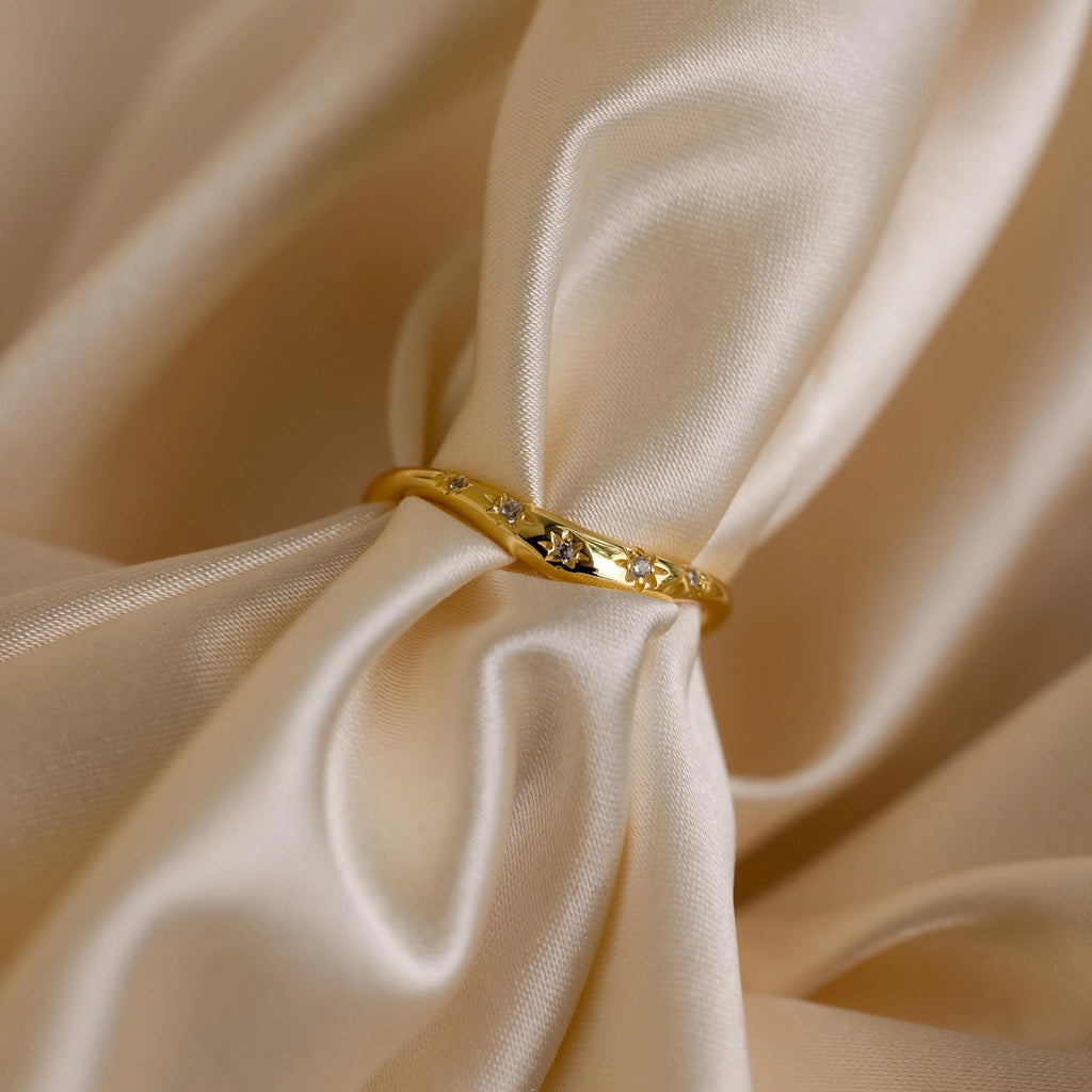 North Star Curve Dome Ring Silver 18K Gold Plated