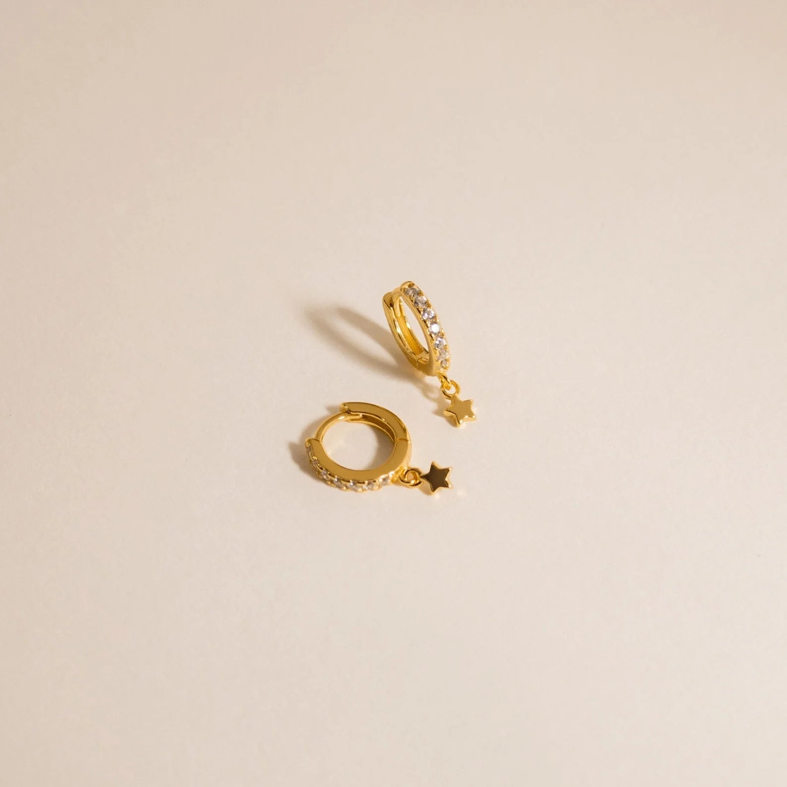 Emily Pave Star Huggies Silver 18K Gold Plated