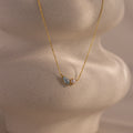 Marquise Aquamarine & Pearl Necklace Silver 18K Gold Plated