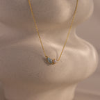 Marquise Aquamarine & Pearl Necklace Silver 18K Gold Plated