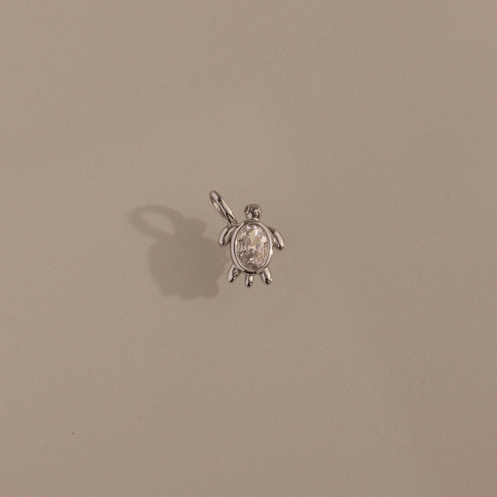Diamond Turtle Charm Silver 18K Gold Plated
