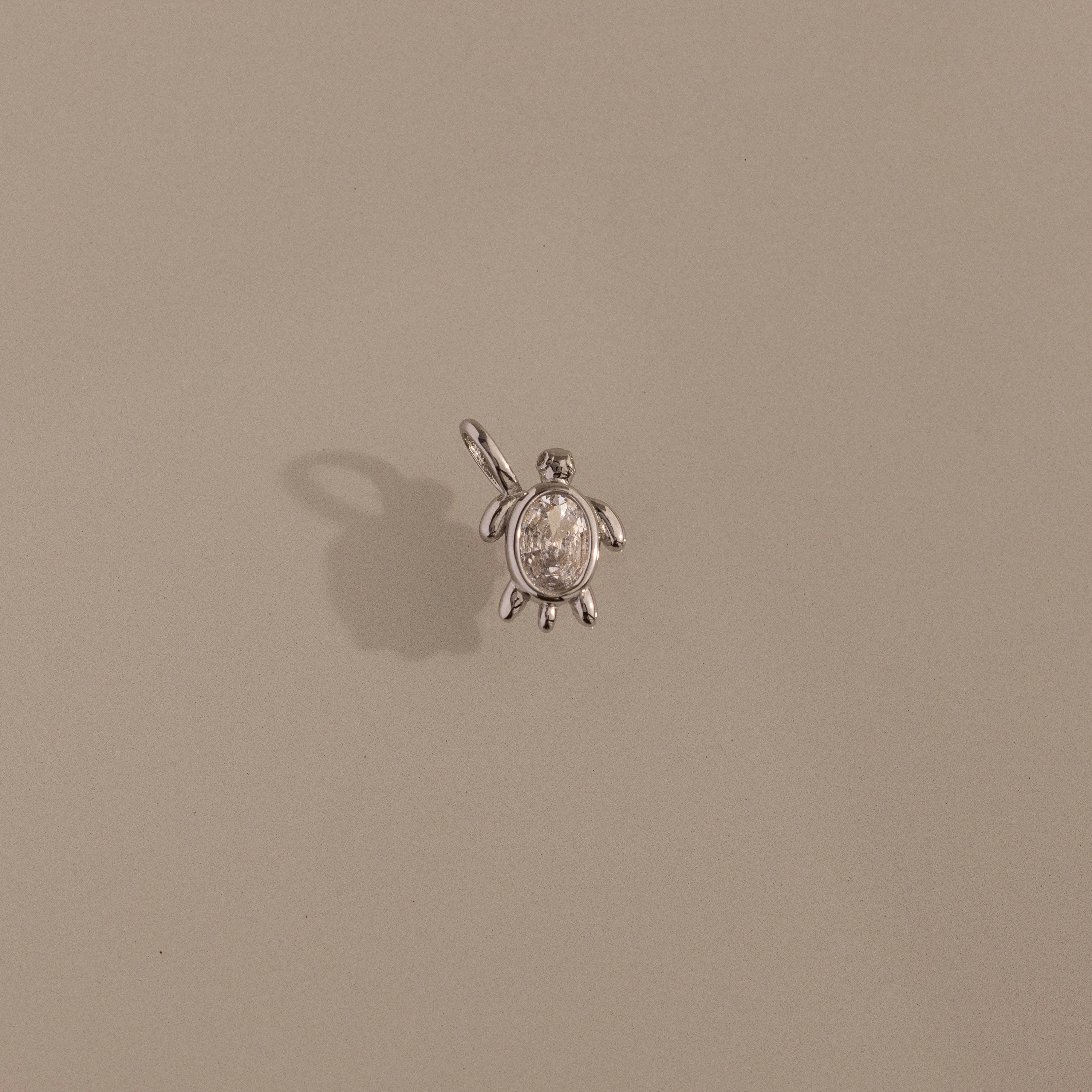 Diamond Turtle Charm Silver 18K Gold Plated