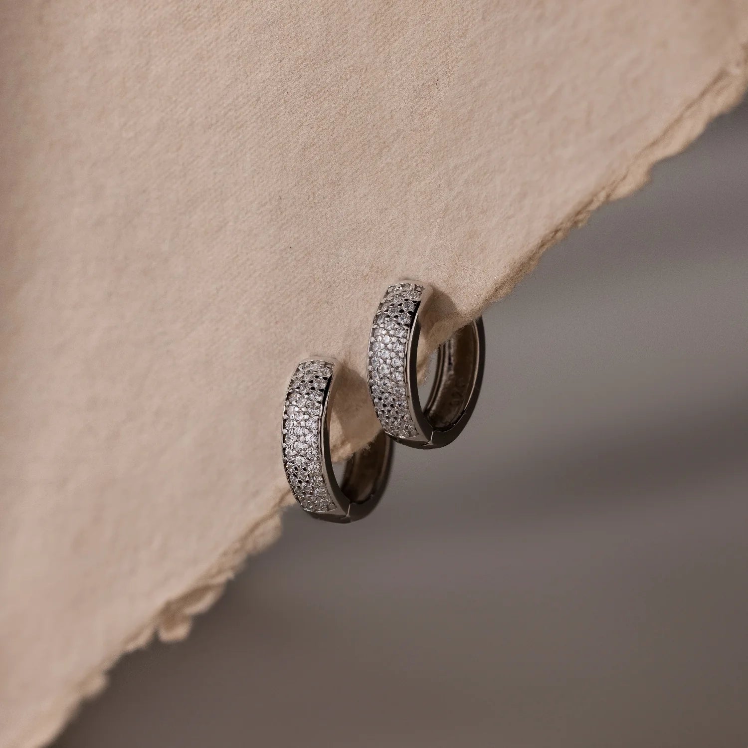 Pave Diamond Huggies in Silver Silver 18K Gold Plated
