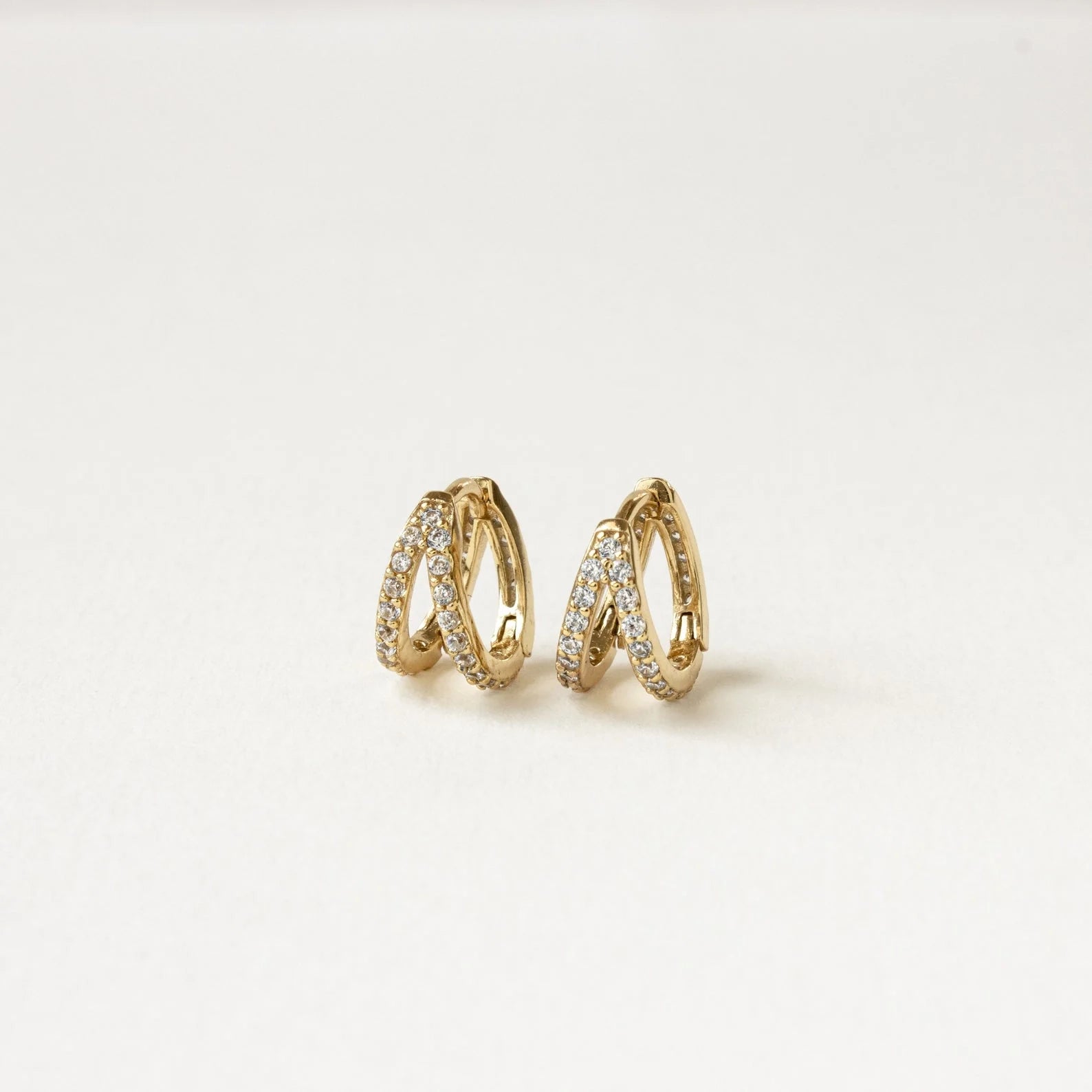 Esther Duo Pave Huggies Silver 18K Gold Plated