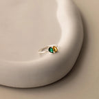 Toi et Moi Pear Birthstone Ring Silver 18K Gold Plated