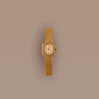 Diamond Woven Mesh Pave Timepiece Silver 18K Gold Plated